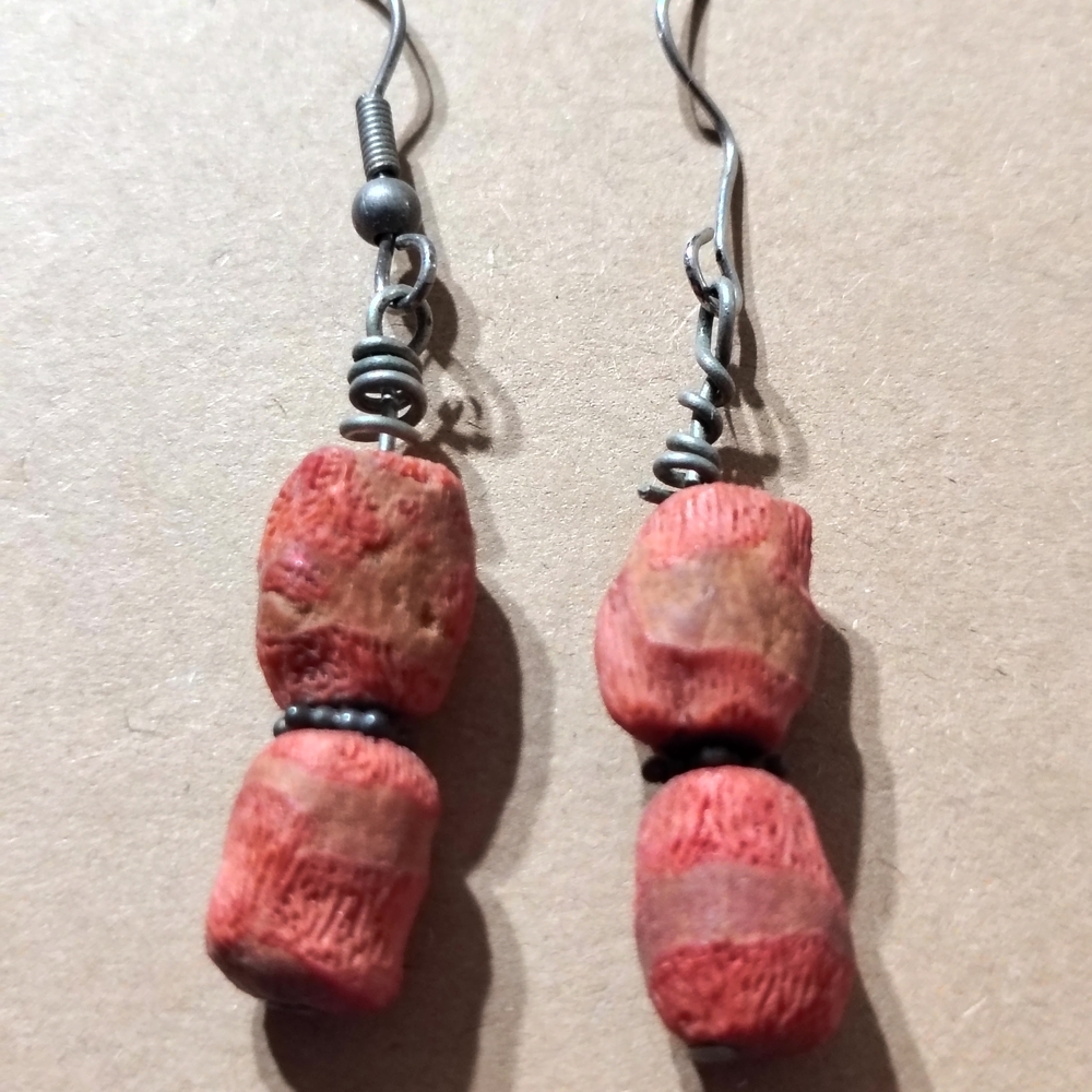 Handcrafted Sponge Coral Earrings/ See Pics SZ
